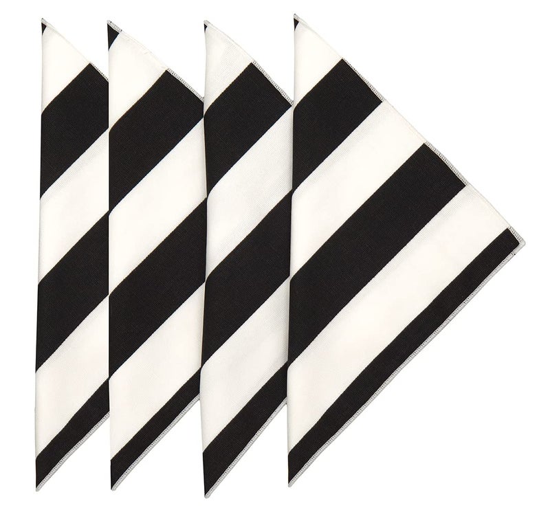 Decorative Things Black Napkins Cloth Fabric Table Linen DÃ©cor, Use for Black and White Wedding Reception, Dinner Party, Soft, Washable, Reusable, 18", Striped, Set of 4 - Image 1